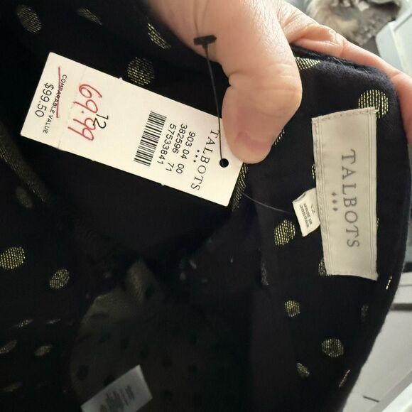 Talbots Women’s 12 Black Gold Metallic Chino Work Pants New - Picture 4 of 5